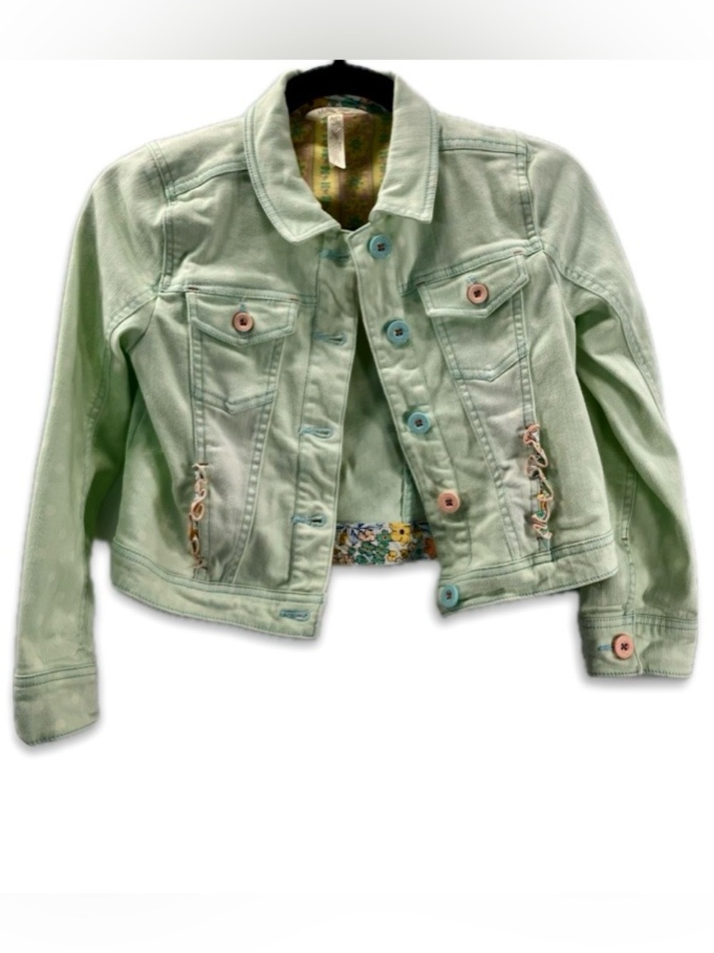 Matilda Jane Mint Green Denim Jacket with Pastel Buttons